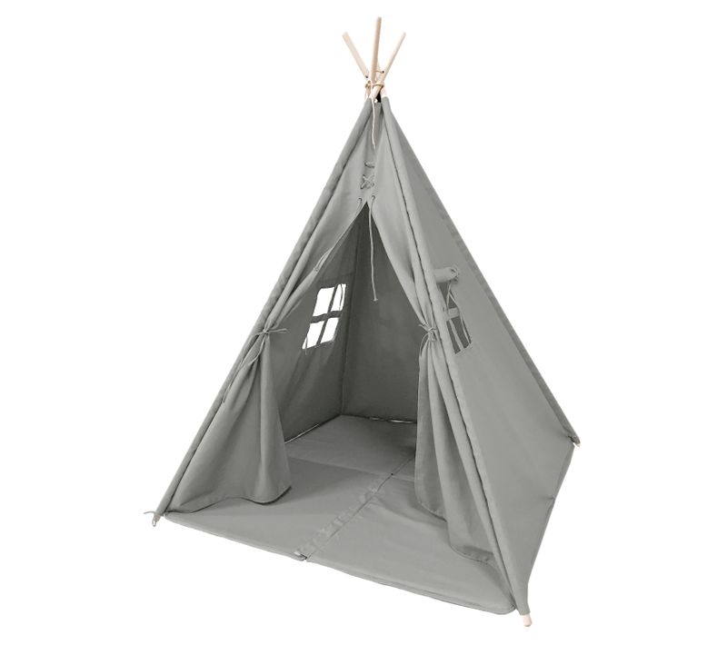 Sunny Alba Tente Tipi Pour Enfants En Gris - Tente De Jeu Avec Tapis Pour L’intérieur / Chambre -