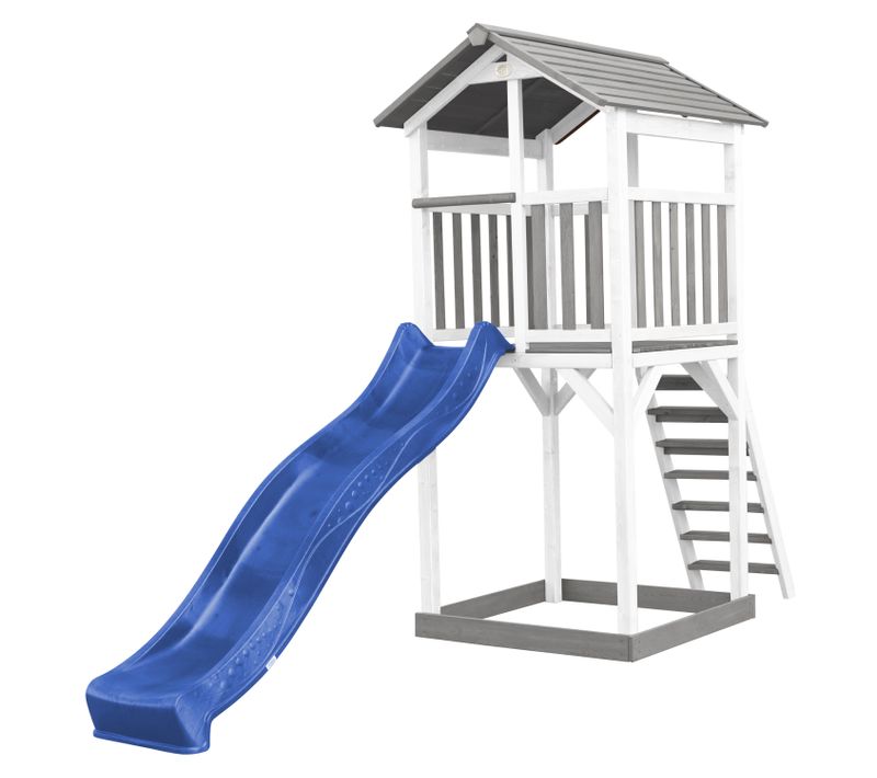 Beach Tower Aire De Jeux Avec Toboggan En Bleu et Bac à Sable - Grande Maison Enfant Extérieur En