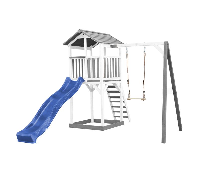 Beach Tower Aire De Jeux Avec Toboggan En Bleu, Balançoire et Bac à Sable - Grande Maison Enfant