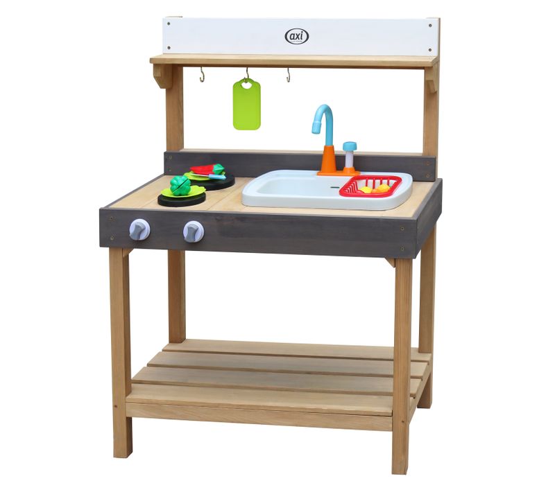 Rosa Cuisine Enfant En Bois - Cuisine De Jeu Multifonctionnelle - Jouet à Sable et Eau Avec Kit