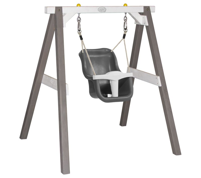 Balançoire Pour Bébé Avec Cadre En Bois Gris et Blanc Pour Le Jardin - Balançoire D'extérieur