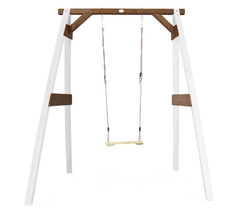 Portique En Bois Fsc Blanc / Marron Avec Balançoire Enfant - Balançoire Pour L’extérieur / Le