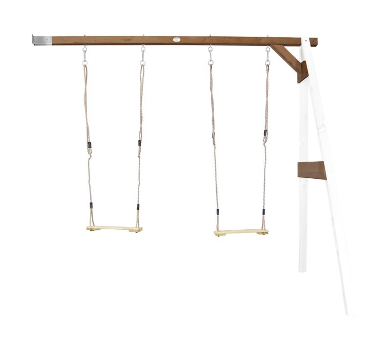 Portique Mural En Bois Fsc Blanc / Marron Avec 2 Balançoires Enfant - Balançoire Pour