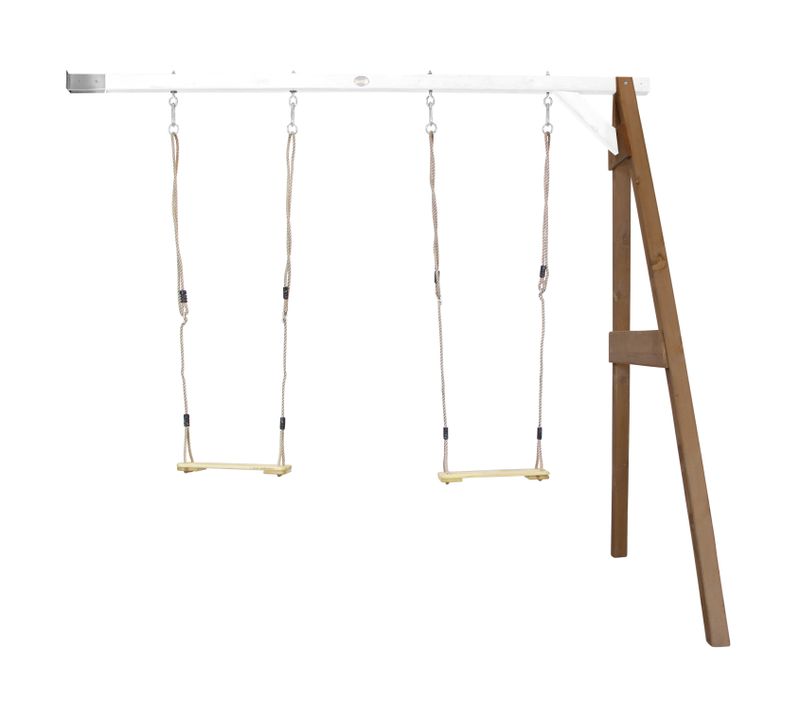 Portique Mural En Bois Fsc Marron / Blanc Avec 2 Balançoires Enfant - Balançoire Pour