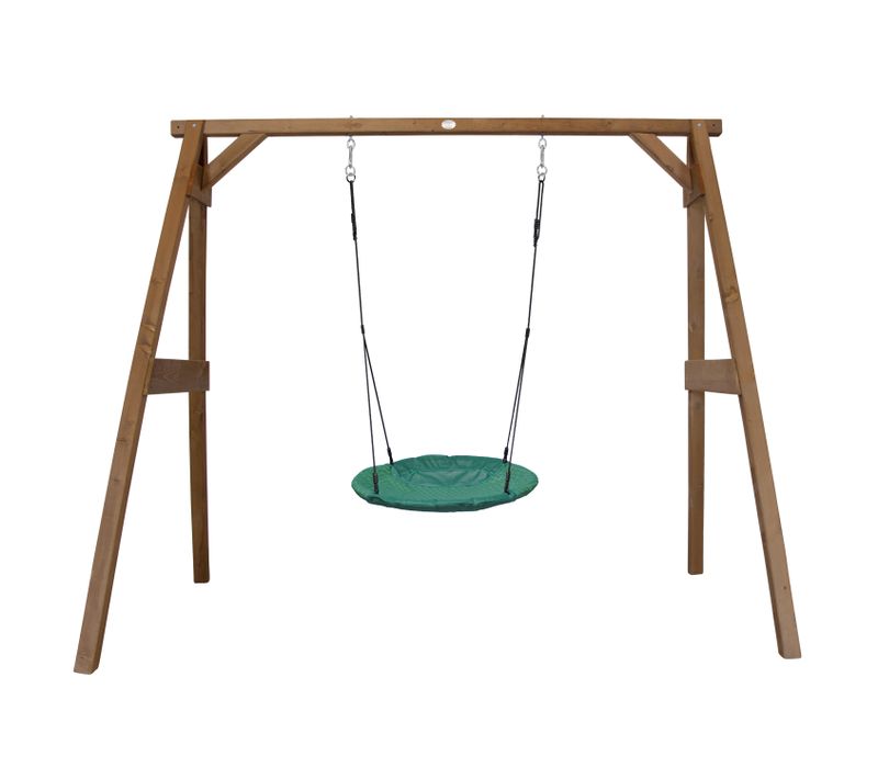 Portique En Bois Fsc Marron Avec Balançoire Nid D’oiseau Enfant 100 Cm Summer - Balançoire Ronde