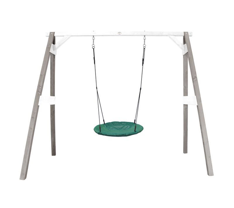 Portique En Bois Fsc Gris / Blanc Avec Balançoire Nid D’oiseau Enfant 100 Cm Summer - Balançoire