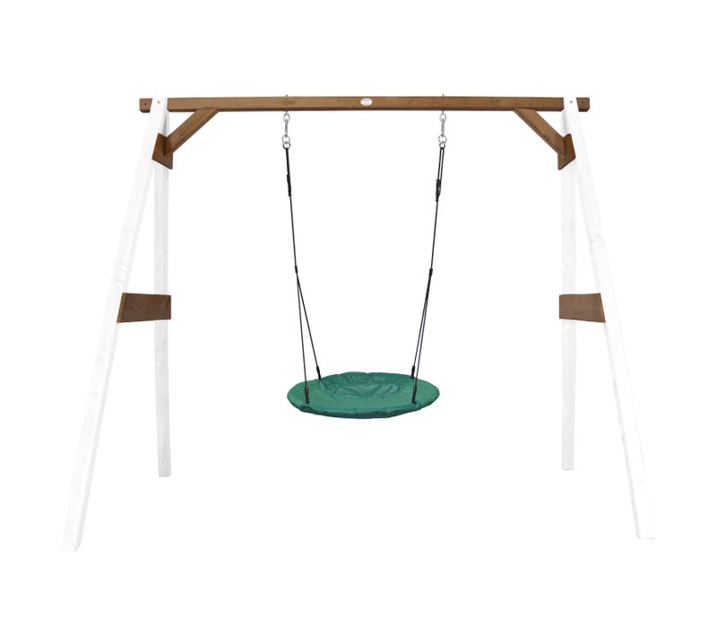 Portique En Bois Fsc Blanc / Marron Avec Balançoire Nid D’oiseau Enfant 100 Cm Summer -