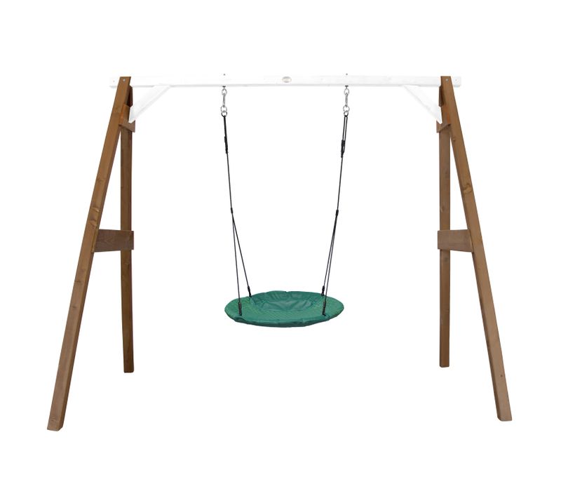 Portique En Bois Fsc Marron / Blanc Avec Balançoire Nid D’oiseau Enfant 100 Cm Summer -