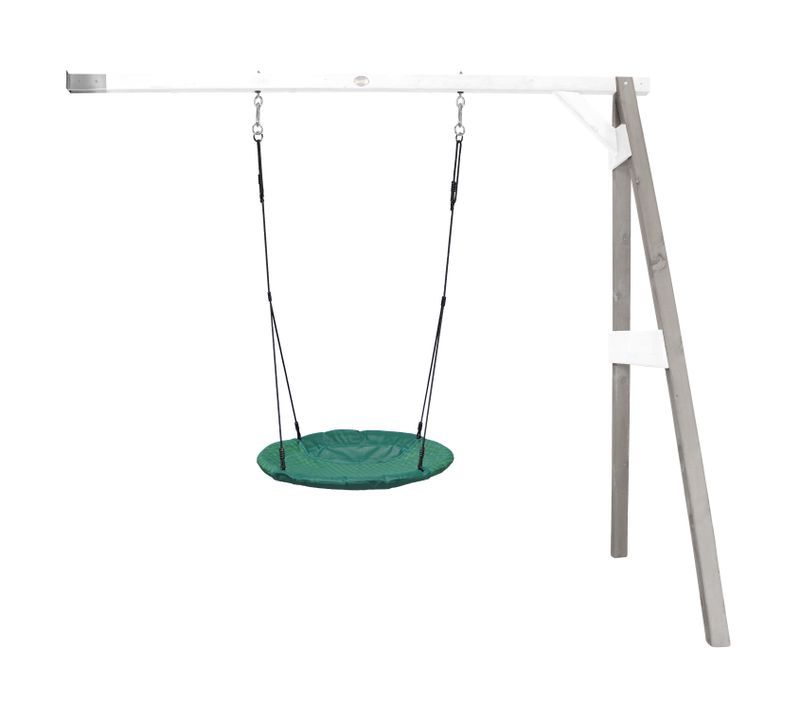 Portique Mural En Bois Fsc Gris / Blanc Avec Balançoire Nid D’oiseau Enfant 100 Cm Summer -