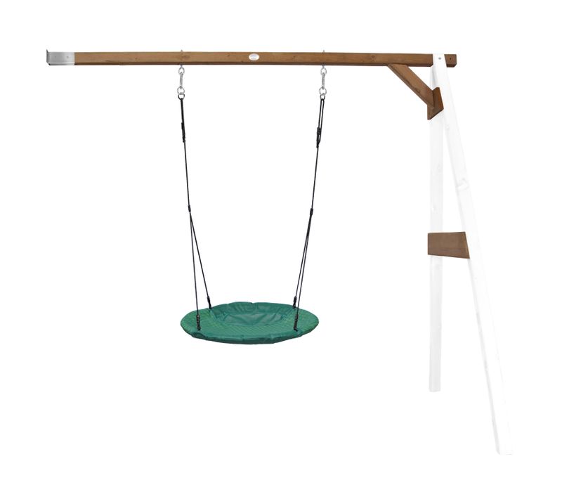 Portique Mural En Bois Fsc Blanc / Marron Avec Balançoire Nid D’oiseau Enfant 100 Cm Summer -