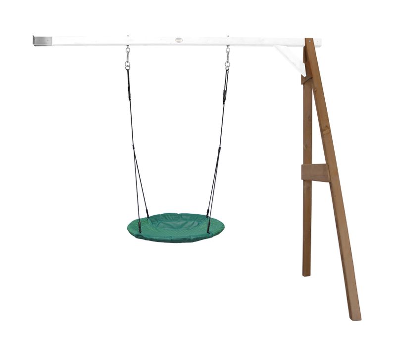 Portique Mural En Bois Fsc Marron / Blanc Avec Balançoire Nid D’oiseau Enfant 100 Cm Summer -