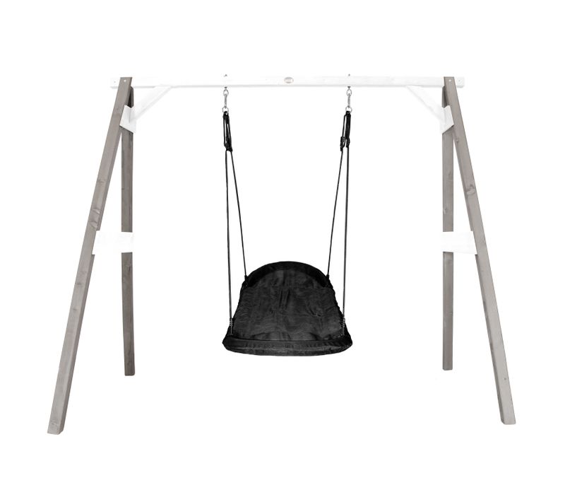 Portique En Bois Fsc Gris / Blanc Avec Balançoire Nid D’oiseau Enfant 100 Cm Roxy - Balançoire