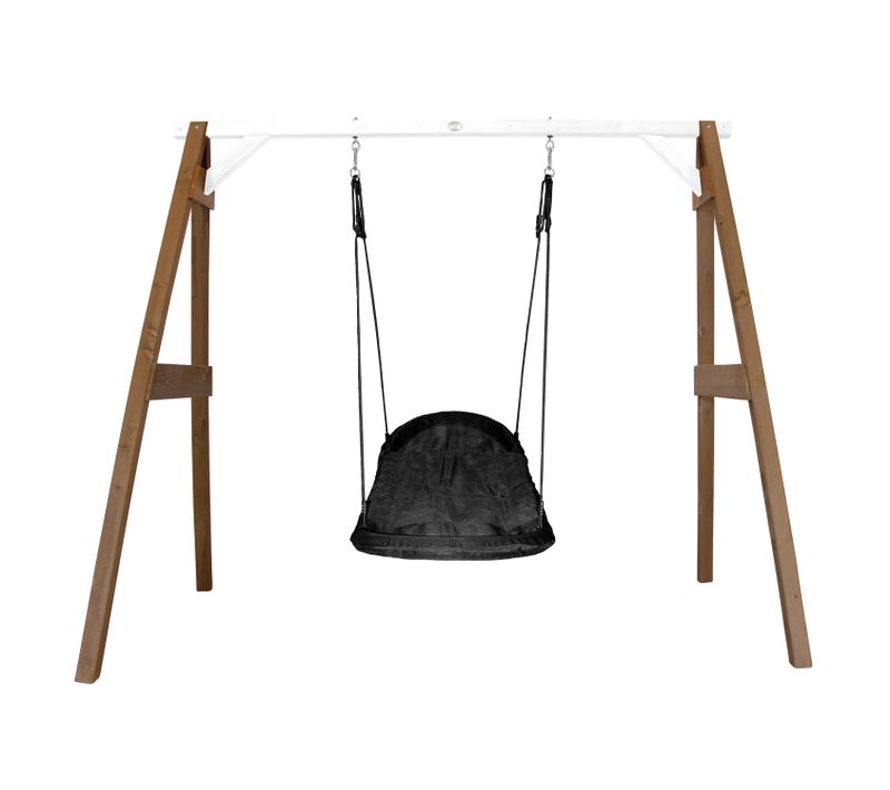 Portique En Bois Fsc Marron / Blanc Avec Balançoire Nid D’oiseau Enfant 100 Cm Roxy - Balançoire