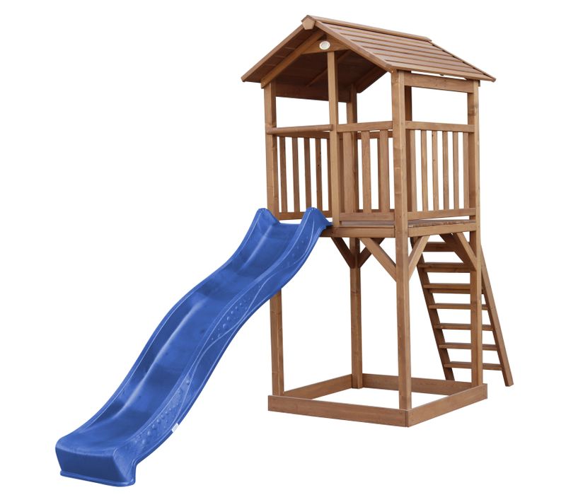 Beach Tower Aire De Jeux Avec Toboggan En Bleu et Bac à Sable - Grande Maison Enfant Extérieur En