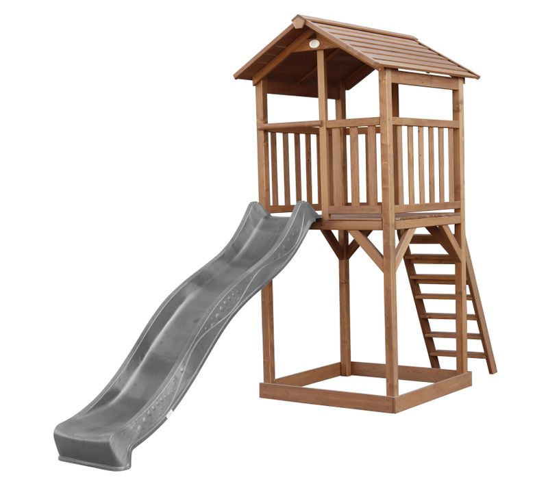 Beach Tower Aire De Jeux Avec Toboggan En Gris et Bac à Sable - Grande Maison Enfant Extérieur En