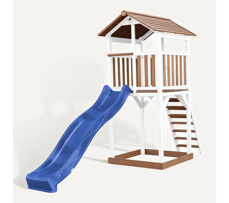 Beach Tower Aire De Jeux Avec Toboggan En Bleu et Bac à Sable - Grande Maison Enfant Extérieur En
