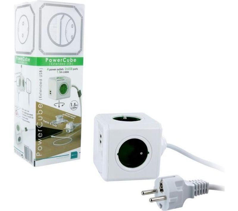 Powercube Extended Bloc Multiprise 4 Prises Et 2 Prises Usb Avec Câble 1,5m