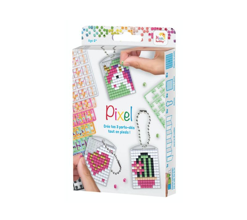 Kit Créatif De 3 Porte-clés Girly Avec 38 Modèles De Pixel