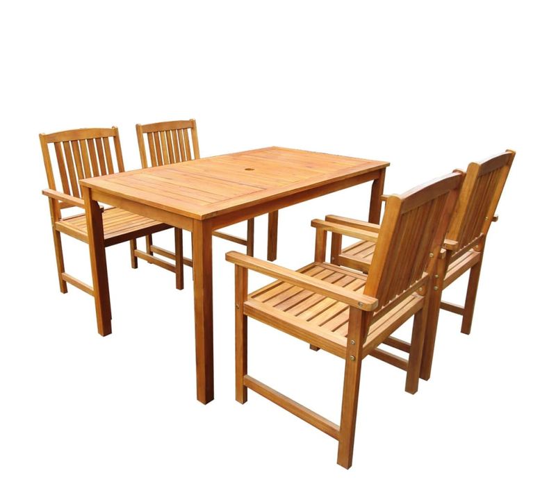 Mobilier À Dîner D'extérieur 5 PCs Bois D'acacia Solide