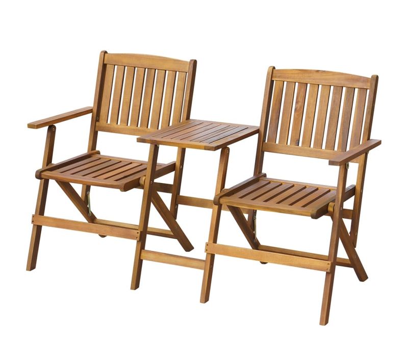 Banc De Jardin Pliant Et Table à Thé 140cm Bois D'acacia Solide