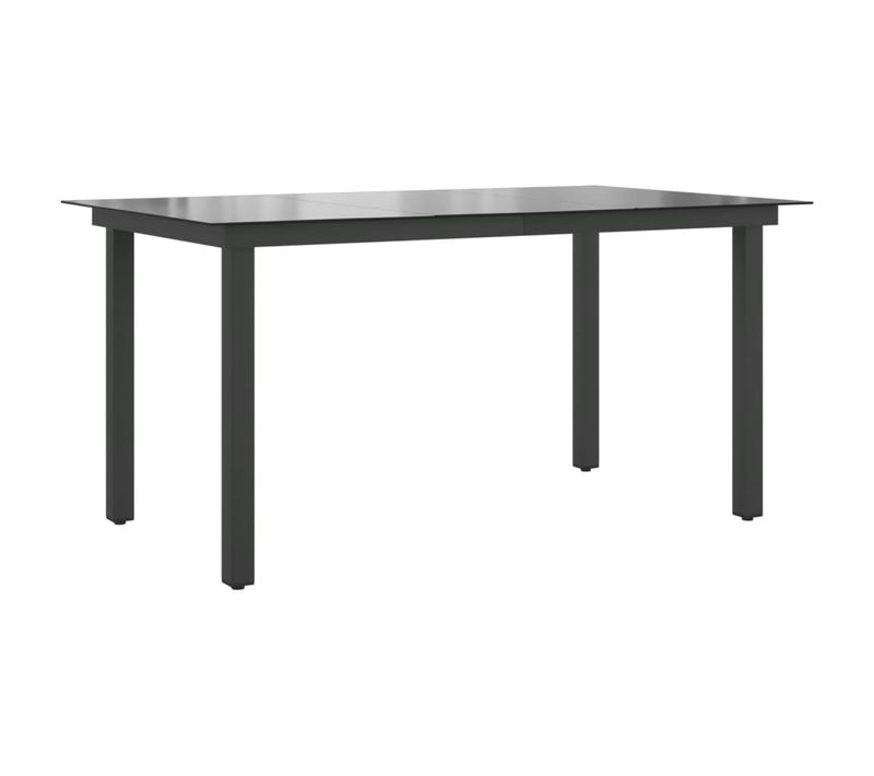Table De Jardin Noir 150x90x74 Cm Aluminium Et Verre
