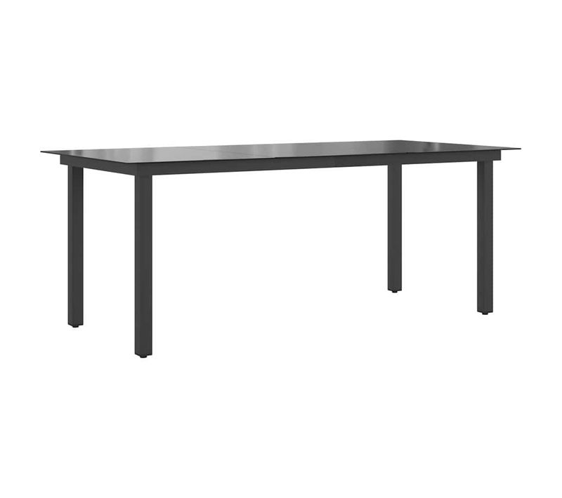 Table De Jardin Noir 190x90x74 Cm Aluminium Et Verre