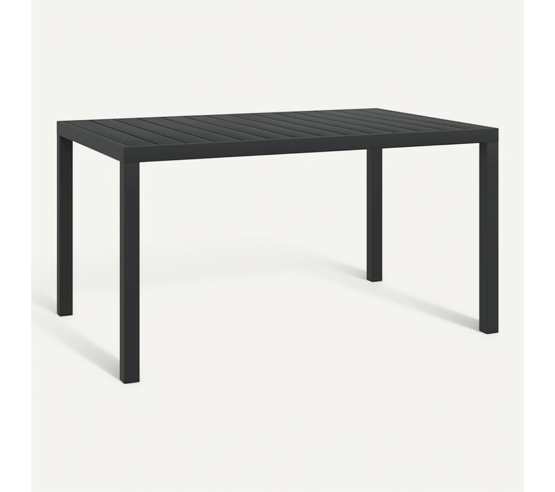 Table De Jardin Structure Aluminium Résistante Aux Intempéries Avec Wpc Noir 150x90x74 Cm