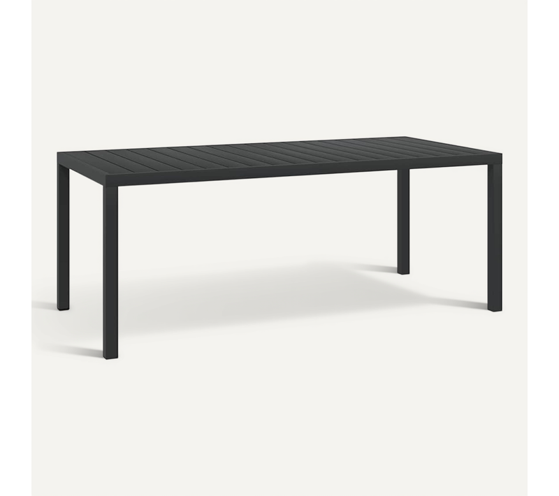 Table De Jardin Structure Aluminium Résistante Aux Intempéries Avec Wpc Noir 185x90x74 Cm