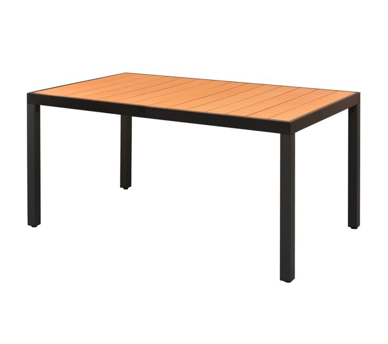 Table De Jardin Marron 150x90x74 Cm Aluminium Et Wpc Rectangulaire Meuble Terrasse