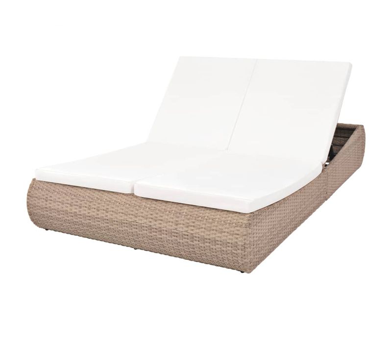 Chaise Longue D'extérieur Résine Tressée Beige