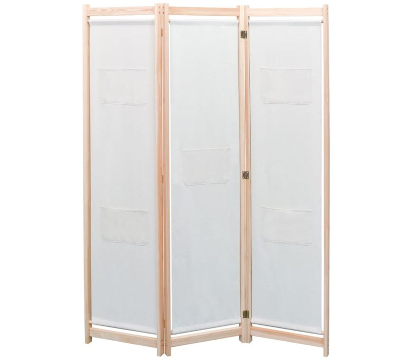 Cloison De Séparation 3 Panneaux Crème 120x170x4 Cm Tissu