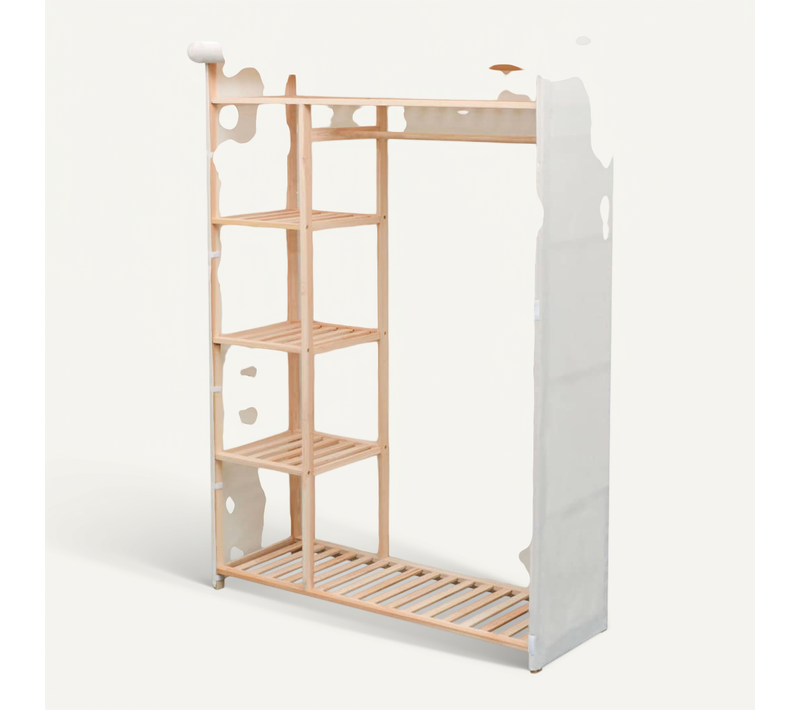 Vidaxl Garde-robe En Tissu Et Bois De Pin 110x40x170 Cm Armoire Penderie Meuble De Rangement