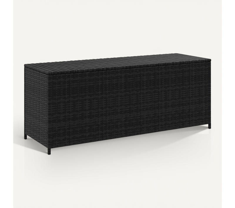 Vidaxl Boîte De Rangement De Jardin Noir 150x50x60 Cm Résine Tressée Rangement Terrasse Extérieur