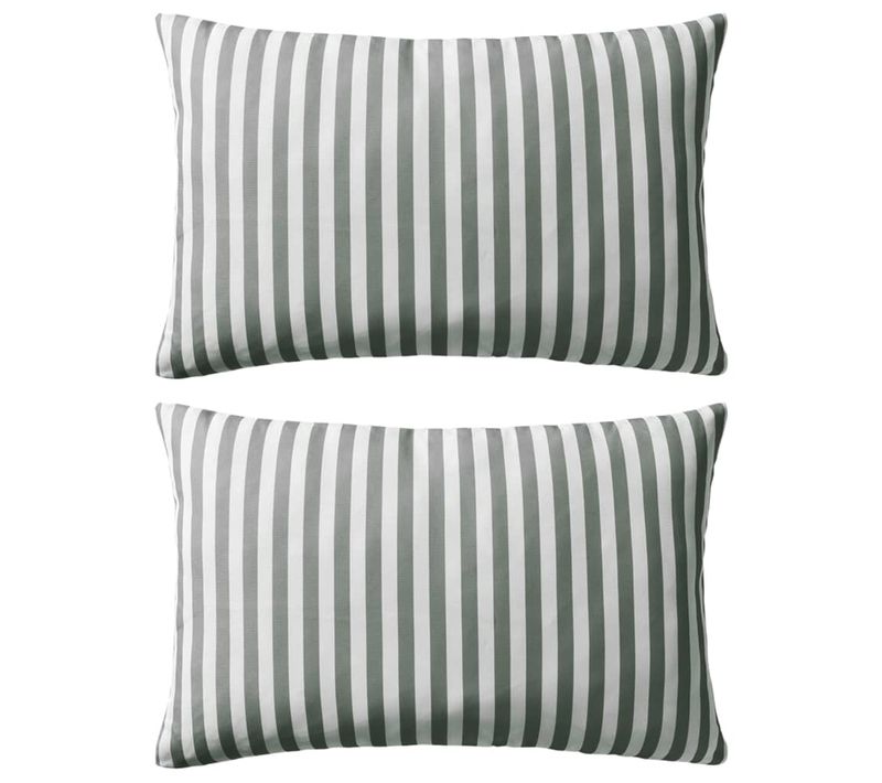 Oreiller D'extérieur Lot De 2 Impression Rayure 60 X 40 Cm Gris