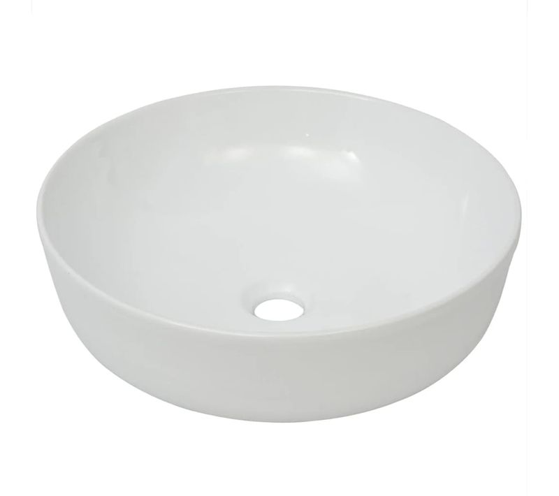 Lavabo Ronde Céramique Blanc 41,5 X 13,5 Cm