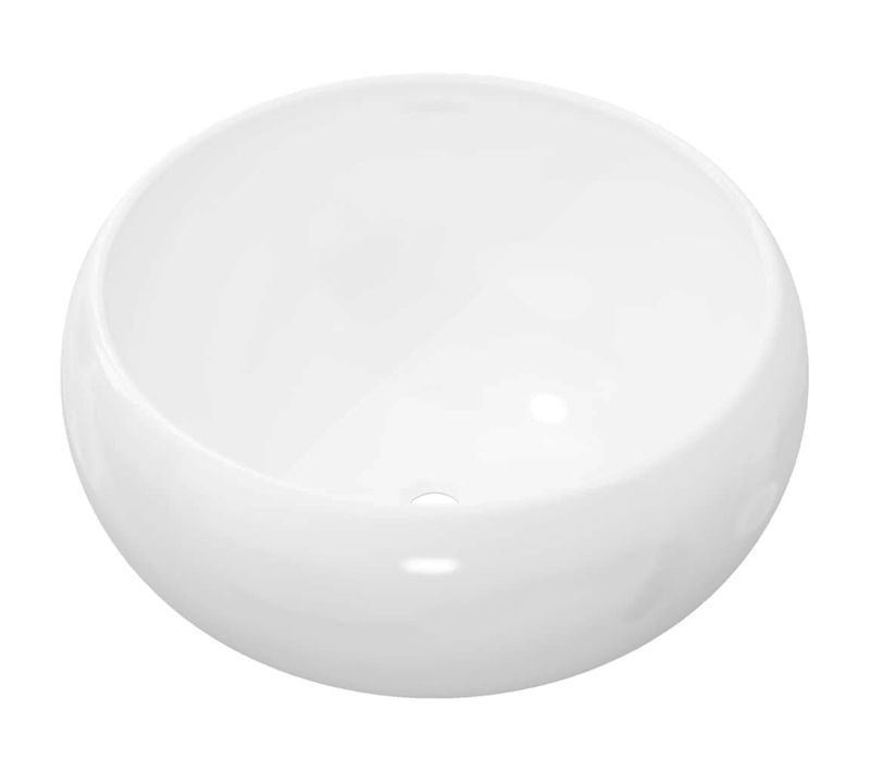 Lavabo Céramique Blanc Brillant Rond 40x15 Cm Lavabo De Coiffeuse