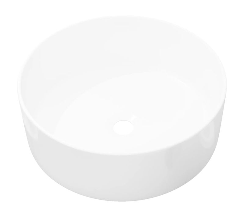 Lavabo Céramique Blanc Brillant Rond 40x15 Cm Lavabo De Coiffeuse