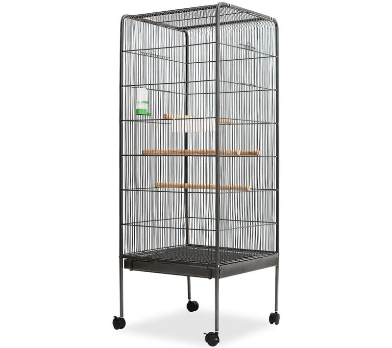 Cage À Oiseaux Noir 54 X 54 X 146 Cm Acier