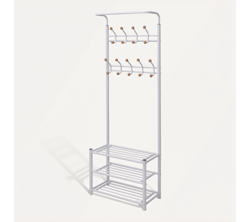 Vestiaire Avec Rangement De Chaussures 68x32x182,5cm Blanc