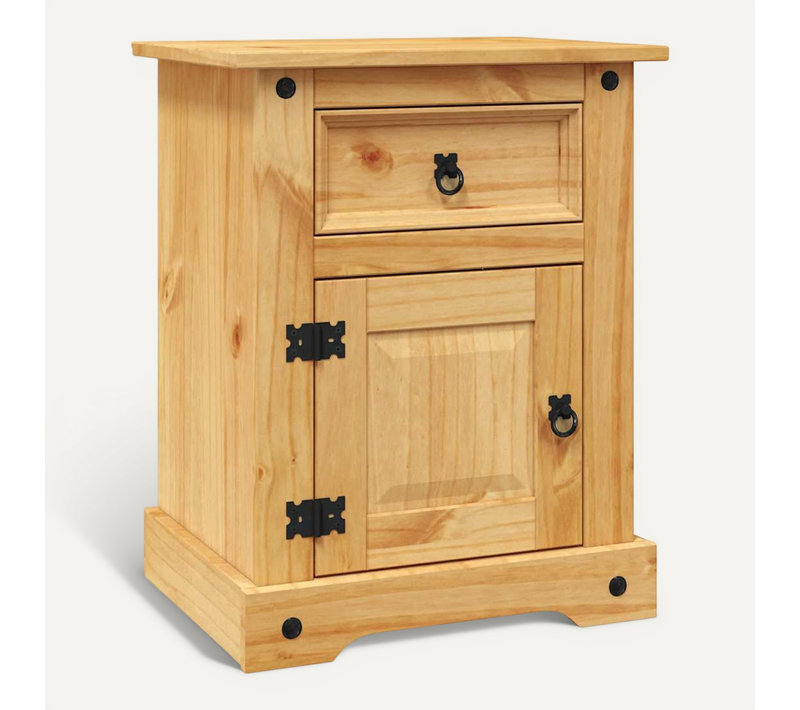 Table De Chevet Avec Tiroir Et Porte 53x39x66 Cm Pin Mexicain Rectangulaire Armoire De Nuit