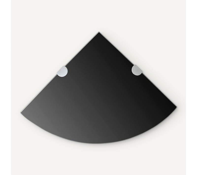 étagère De Coin Avec Supports Chromés Verre Noir 25 X 25 Cm