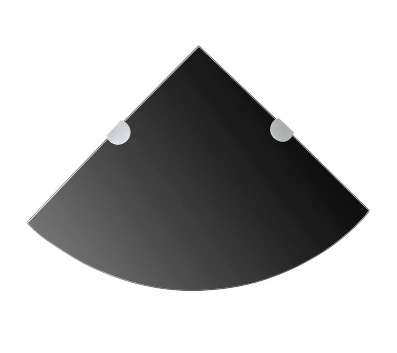 Étagère De Coin Avec Supports Chromés Verre Noir 35 X 35 Cm