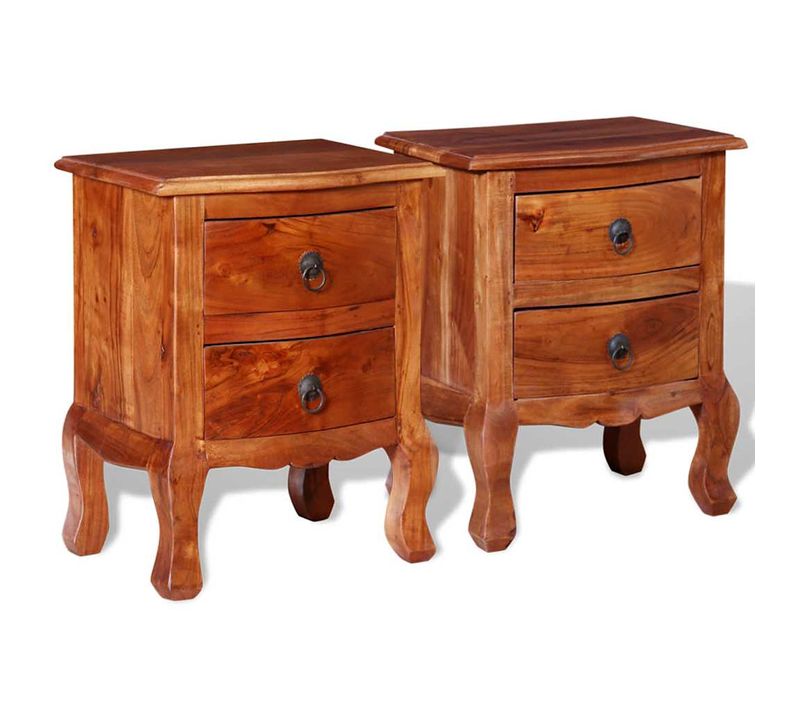Tables De Nuit Avec Tiroirs À Fermeture Douce 2 Pièces Bois D'acacia Solide