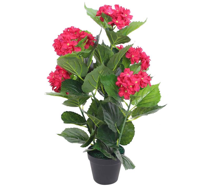 Plante Hortensia Artificielle Avec Pot 60 Cm Rouge