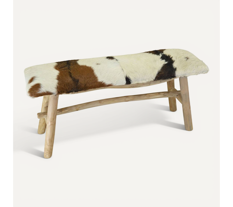 Banc Cuir Véritable Teck