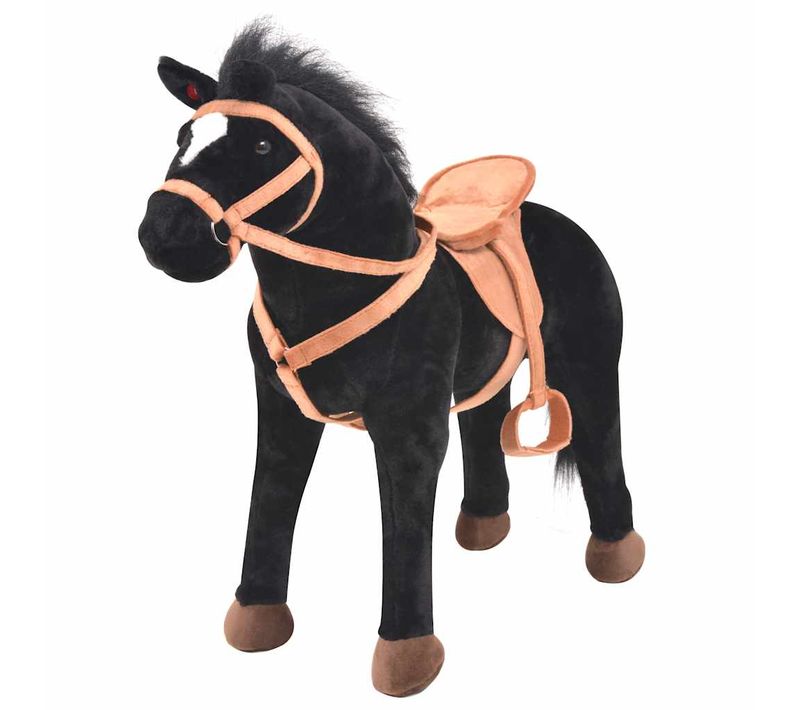 Jouet En Peluche Cheval Noir