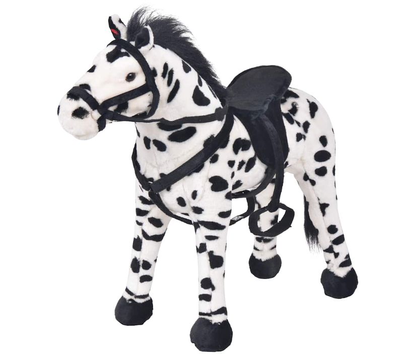 Jouet En Peluche Cheval Noir Et Blanc XXL