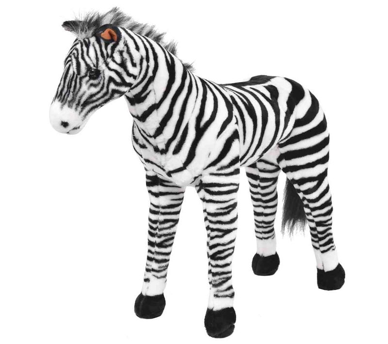 Jouet En Peluche Zèbre Noir Et Blanc XXL