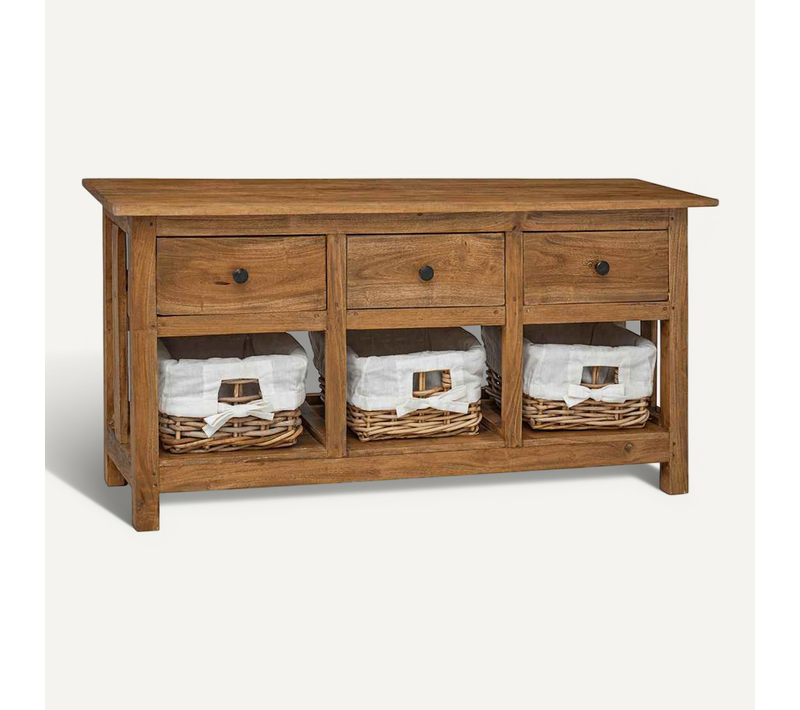 Vidaxl Buffet Avec Tiroirs Et Paniers Bois De Récupération Massif 100x30x50 Cm Meuble TV Commode