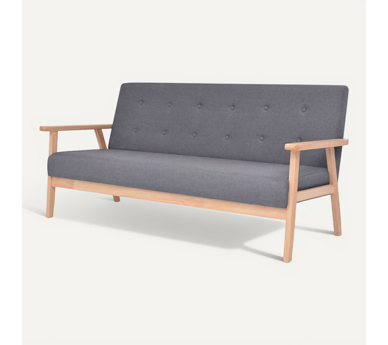 Canapé à 3 Places Tissu Gris Foncé